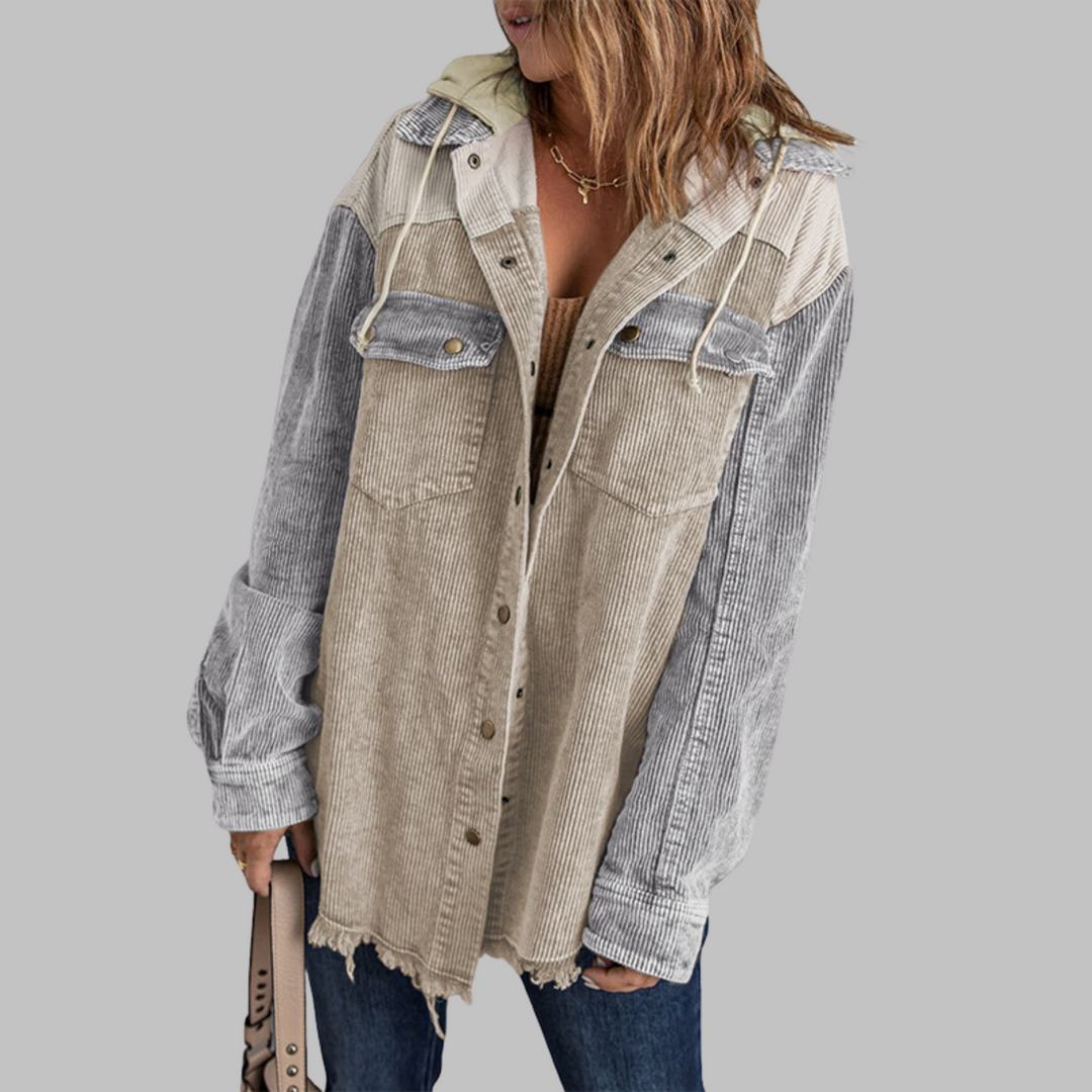 DABRINA™ - Classic Button Down Long Sleeve Hooded Jacket