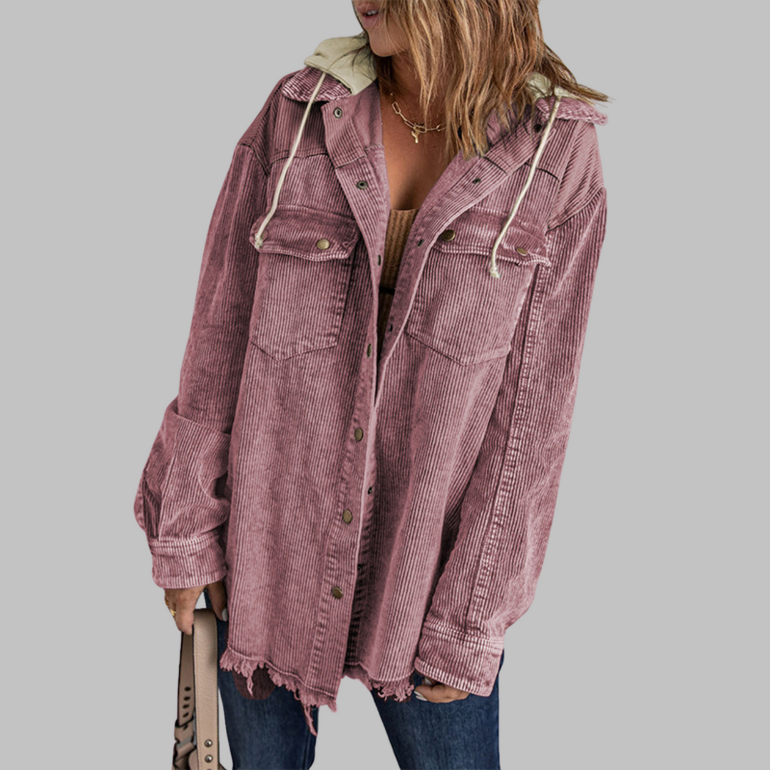 DABRINA™ - Classic Button Down Long Sleeve Hooded Jacket