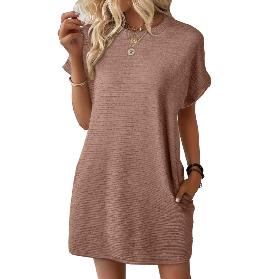 EVASHA™ – Casual Minimalist Round Neck Summer Dress
