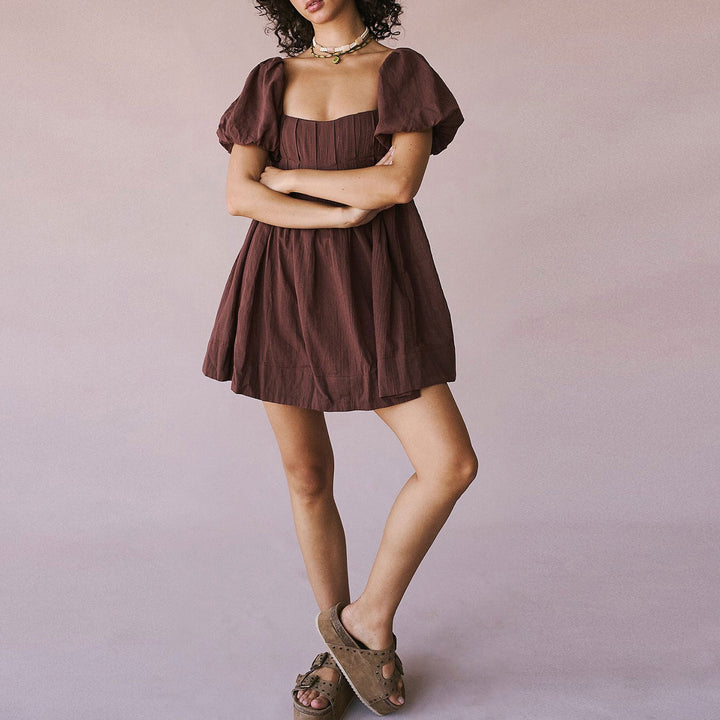 DALAWA™ - Chic Summer Puff Sleeve Square Neck Mini Dress