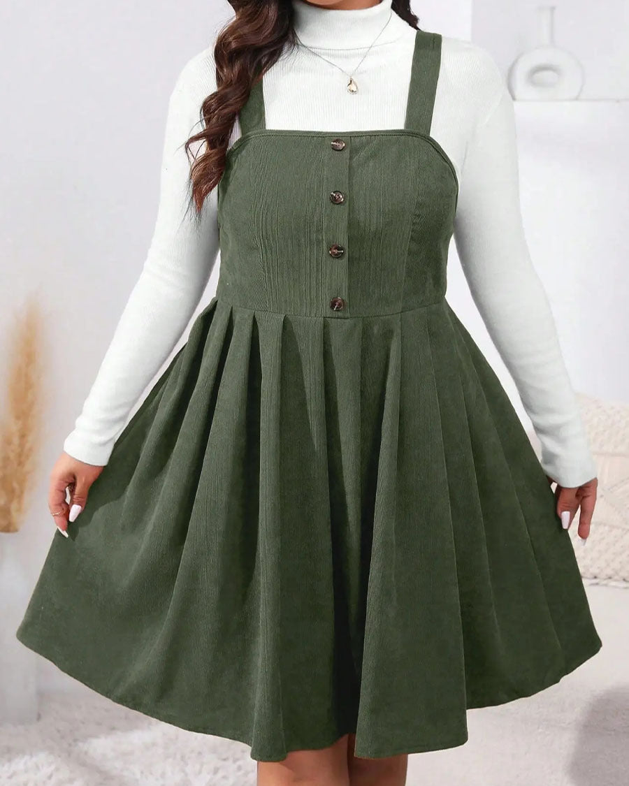 NADELEINE™ - Casual Plus Size Pleated A-Line Sleeveless Mini Dress