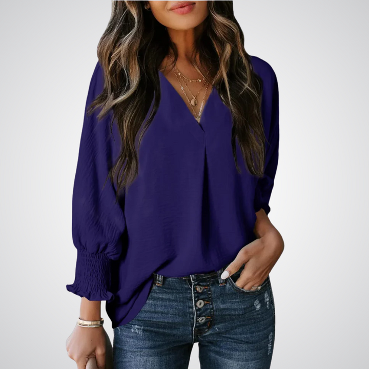 LEILA™ – Classic V-Neck Tunic Blouse